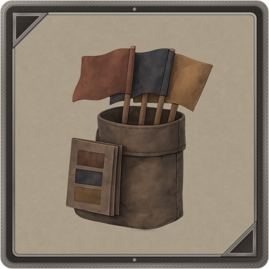 Actual signal flag set game asset with three flags and a signal chart