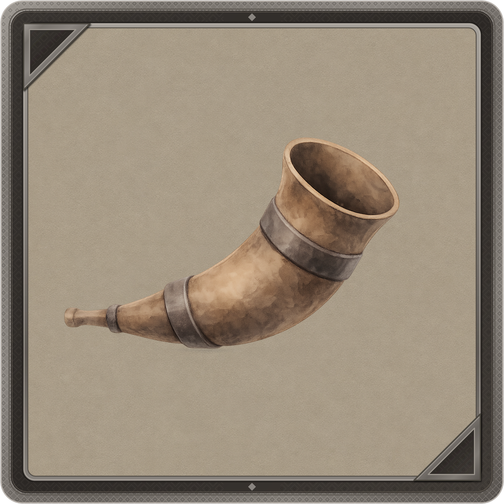 Actual horn game asset reinforced with metal bands